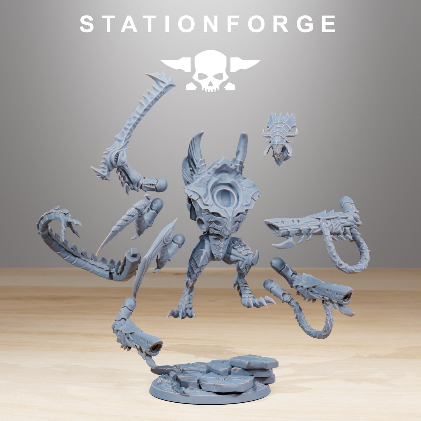 Bio Swarm Nyxar V1, proxy miniature, 28mm heroic scale unpainted resin, view 5