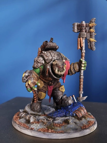 Orks Bullwar Boss, proxy miniature, character, 28mm heroic scale unpainted resin, view 4