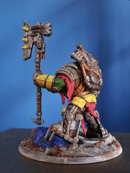 Orks Bullwar Boss, proxy miniature, character, 28mm heroic scale unpainted resin, view 2