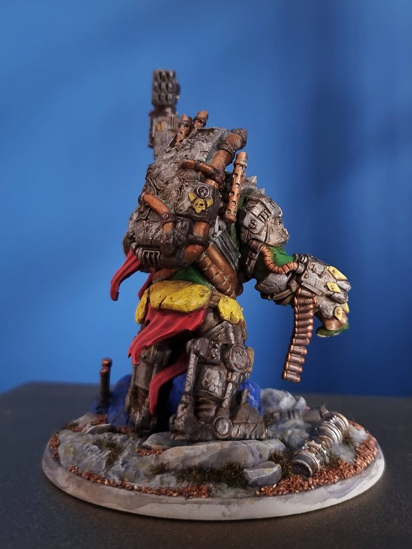 Orks Bullwar Boss, proxy miniature, character, 28mm heroic scale unpainted resin, view 3