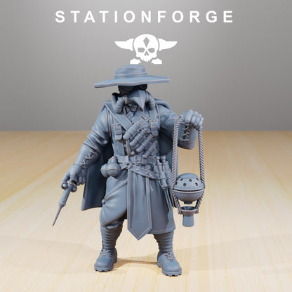Grim Guard Plague Doctor, Imperial Army proxy miniature, infantry, 28mm heroic scale unpainted resin