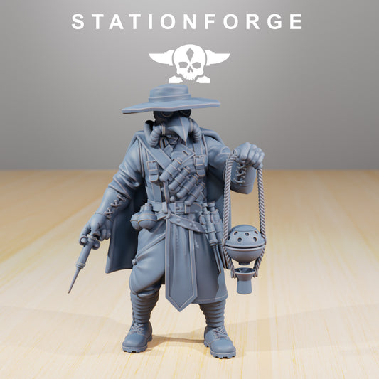 Grim Guard Plague Doctor, Imperial Army proxy miniature, infantry, 28mm heroic scale unpainted resin