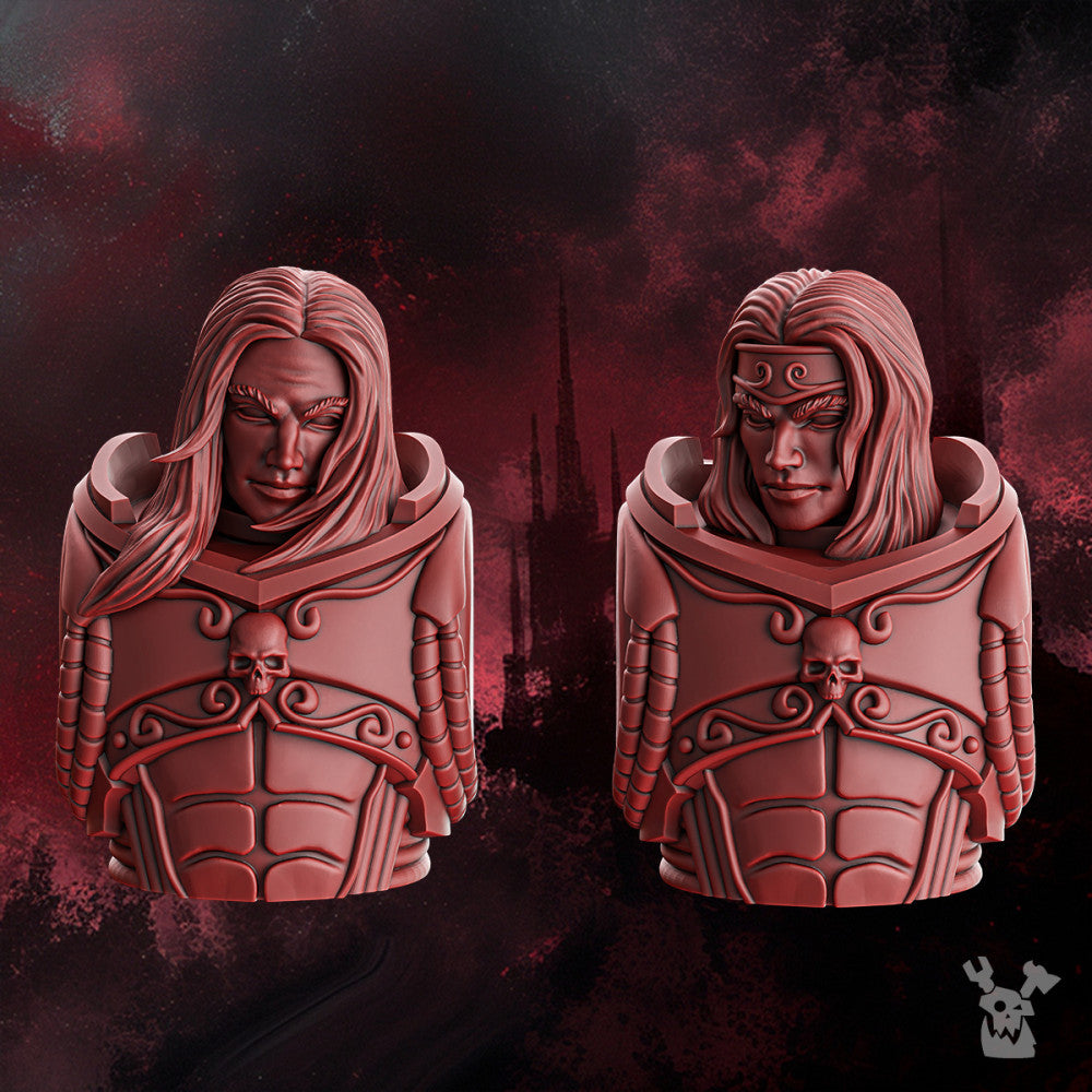 Crimson Knights Handsome Heads Set, resin conversion bits, 28mm heroic scale unpainted resin, view 2