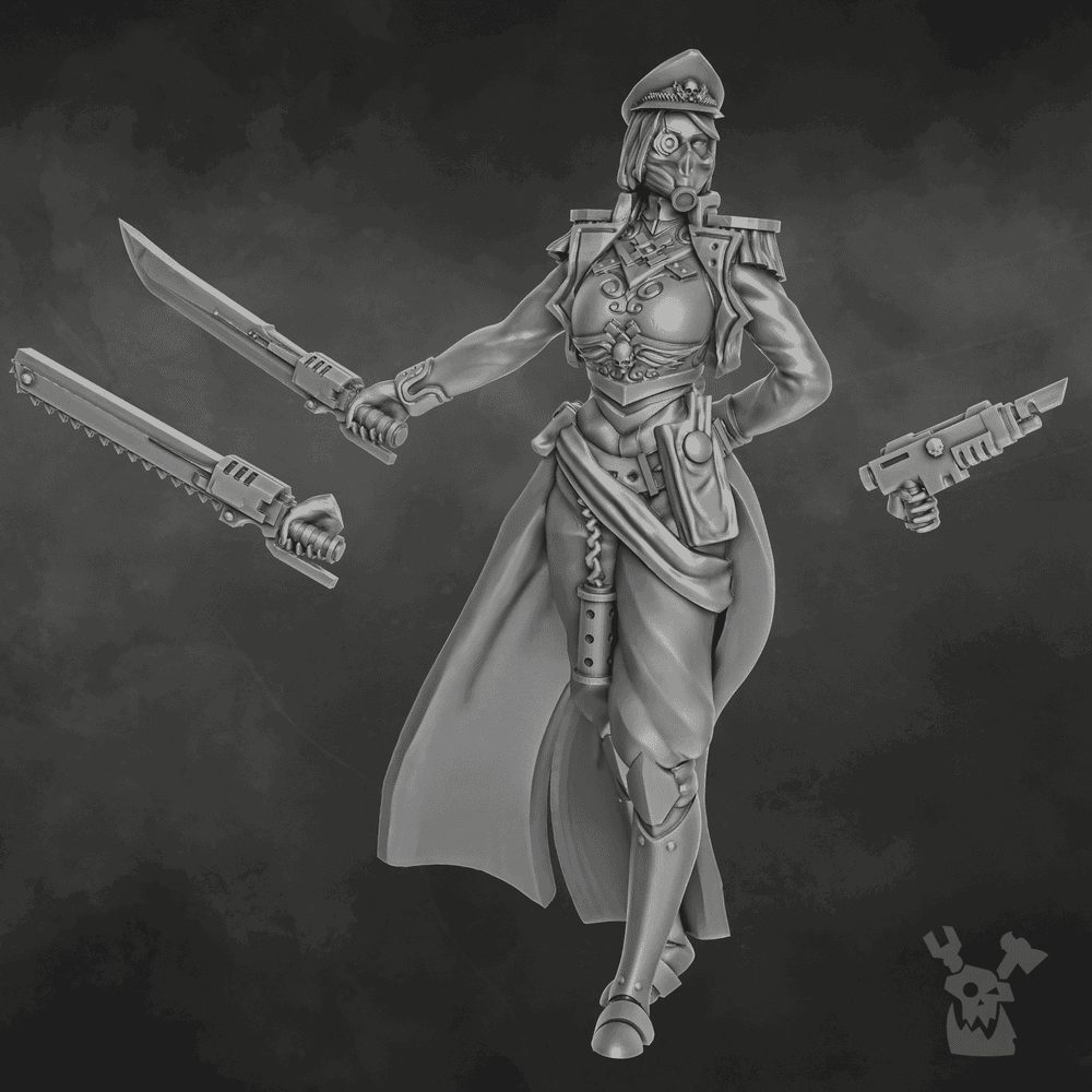 Imperial Army Female Commissar, 28mm heroic scale unpainted resin, view 9