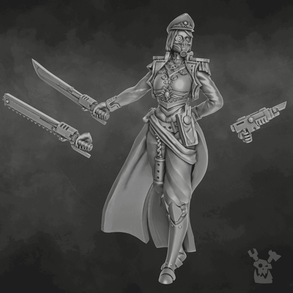 Imperial Army Female Commissar, 28mm heroic scale unpainted resin, view 9