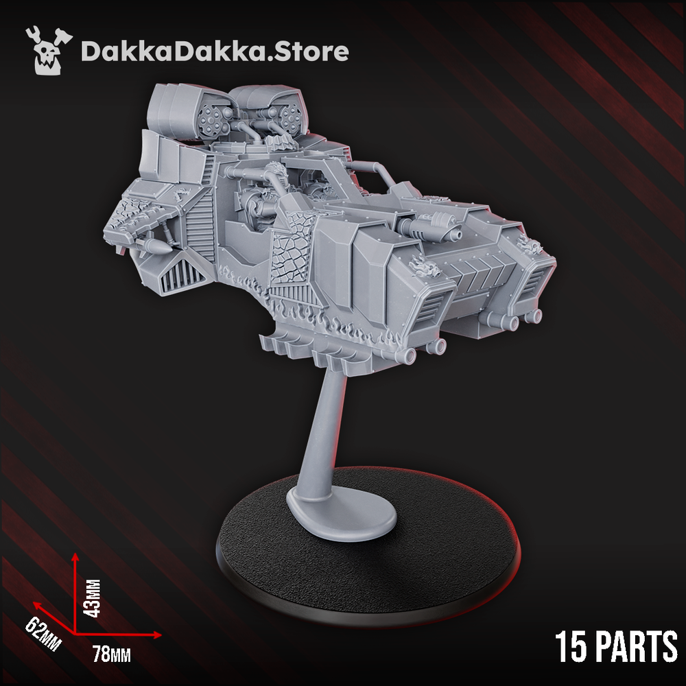 Flame Knights Hover Attack Speeder, proxy miniature, vehicle, 28mm heroic scale unpainted resin, view 6