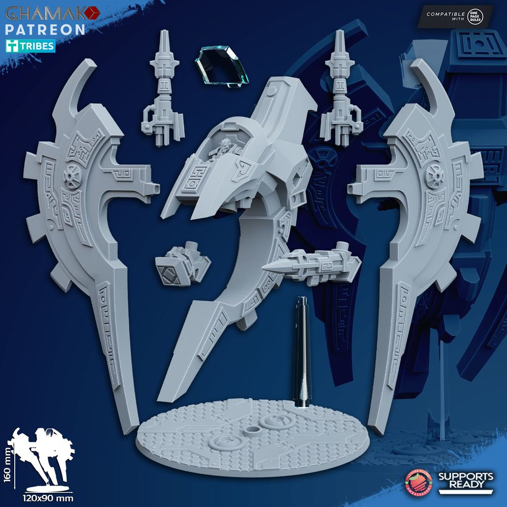 Necro Moonship, proxy miniature, 28mm heroic scale unpainted resin, view 2