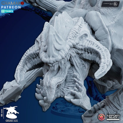 Bio Swarm Orthopterax Malevolent, proxy miniature, monster, 28mm heroic scale unpainted resin, view 3