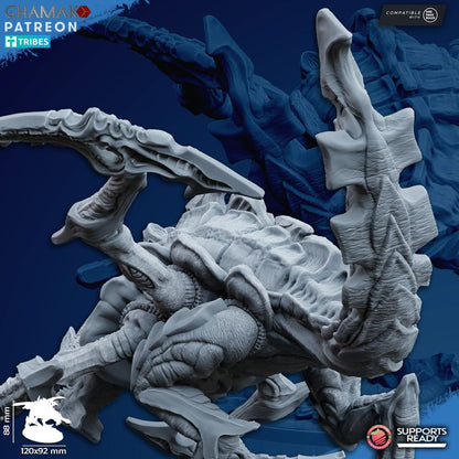 Bio Swarm Orthopterax Malevolent, proxy miniature, monster, 28mm heroic scale unpainted resin, view 4