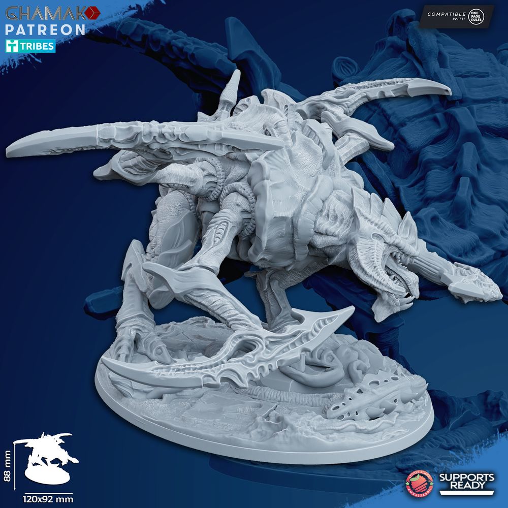 Bio Swarm Orthopterax Malevolent, proxy miniature, monster, 28mm heroic scale unpainted resin