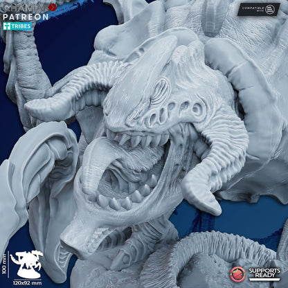 Bio Swarm Orthopterax Virulent, proxy miniature, monster, 28mm heroic scale unpainted resin, view 3