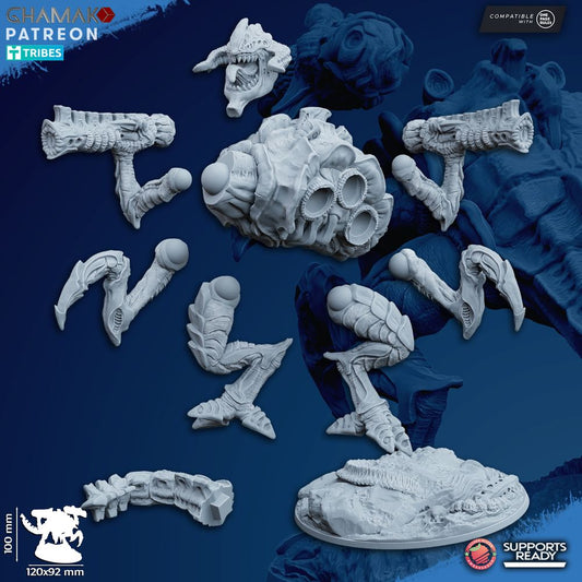Bio Swarm Orthopterax Virulent, proxy miniature, monster, 28mm heroic scale unpainted resin, view 2