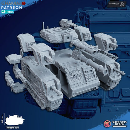 Dark Space Knights Armored Tank, proxy miniature, 28mm heroic scale unpainted resin, view 2