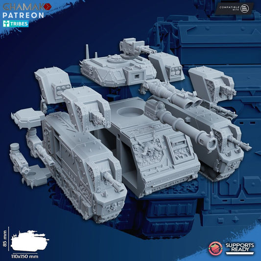 Dark Space Knights Armored Tank, proxy miniature, 28mm heroic scale unpainted resin, view 2