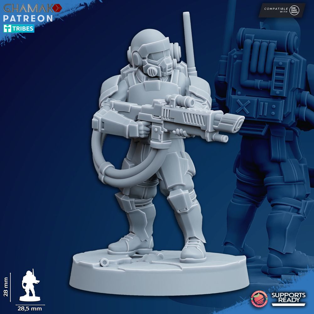 Freedom Guard Heavy Grenadiers Devastators, Imperial Army proxy miniature, infantry, 28mm heroic scale unpainted, view 7