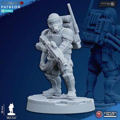 Freedom Guard Heavy Grenadiers, Imperial Army proxy miniature, infantry, 28mm heroic scale unpainted resin, view 9