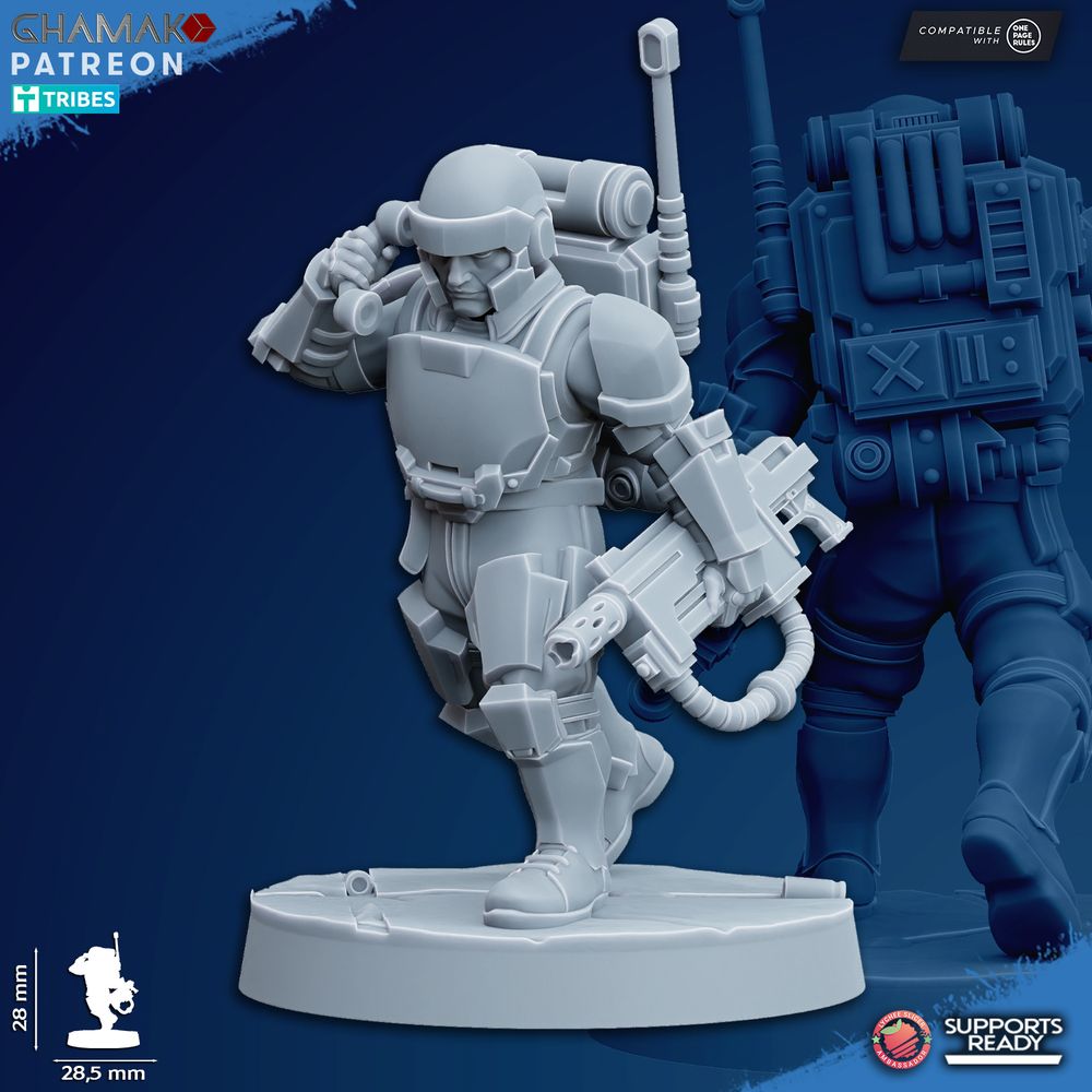 Freedom Guard Heavy Grenadiers Devastators, Imperial Army proxy miniature, infantry, 28mm heroic scale unpainted, view 10