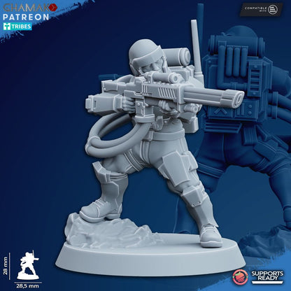 Freedom Guard Heavy Grenadiers, Imperial Army proxy miniature, infantry, 28mm heroic scale unpainted resin, view 3