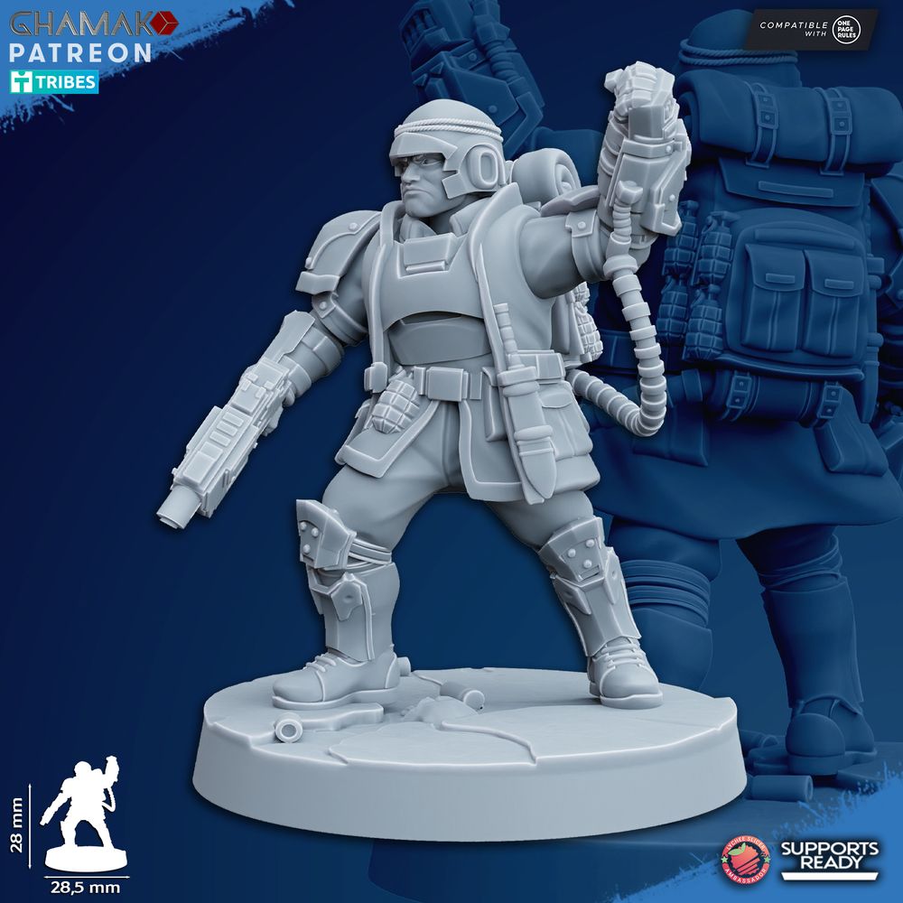 Imperial Army Freedom Guard Command Squad (5 Units), 28mm heroic scale unpainted resin, view 6