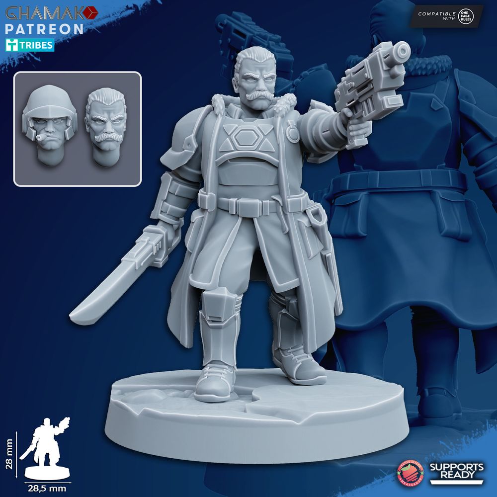 Imperial Army Freedom Guard Command Squad (5 Units), 28mm heroic scale unpainted resin, view 5