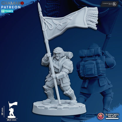 Imperial Army Freedom Guard Command Squad (5 Units), 28mm heroic scale unpainted resin, view 4