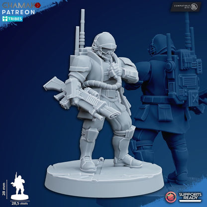 Imperial Army Freedom Guard Command Squad (5 Units), 28mm heroic scale unpainted resin, view 3