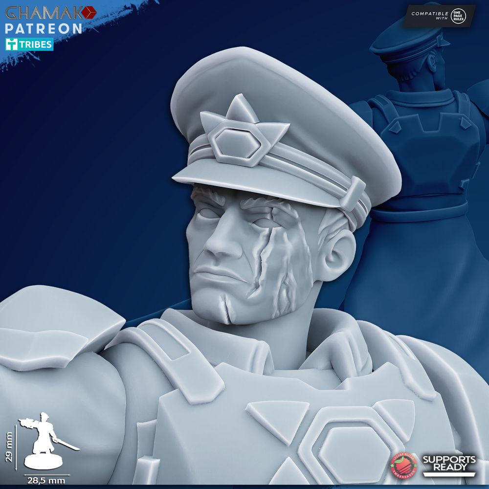 Freedom Guard Commissar, Imperial Army proxy miniature, infantry, 28mm heroic scale unpainted resin, view 4