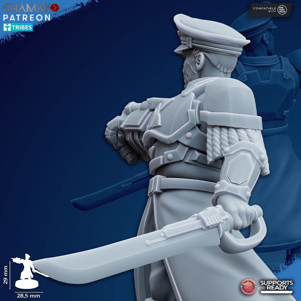 Freedom Guard Commissar, Imperial Army proxy miniature, infantry, 28mm heroic scale unpainted resin, view 5