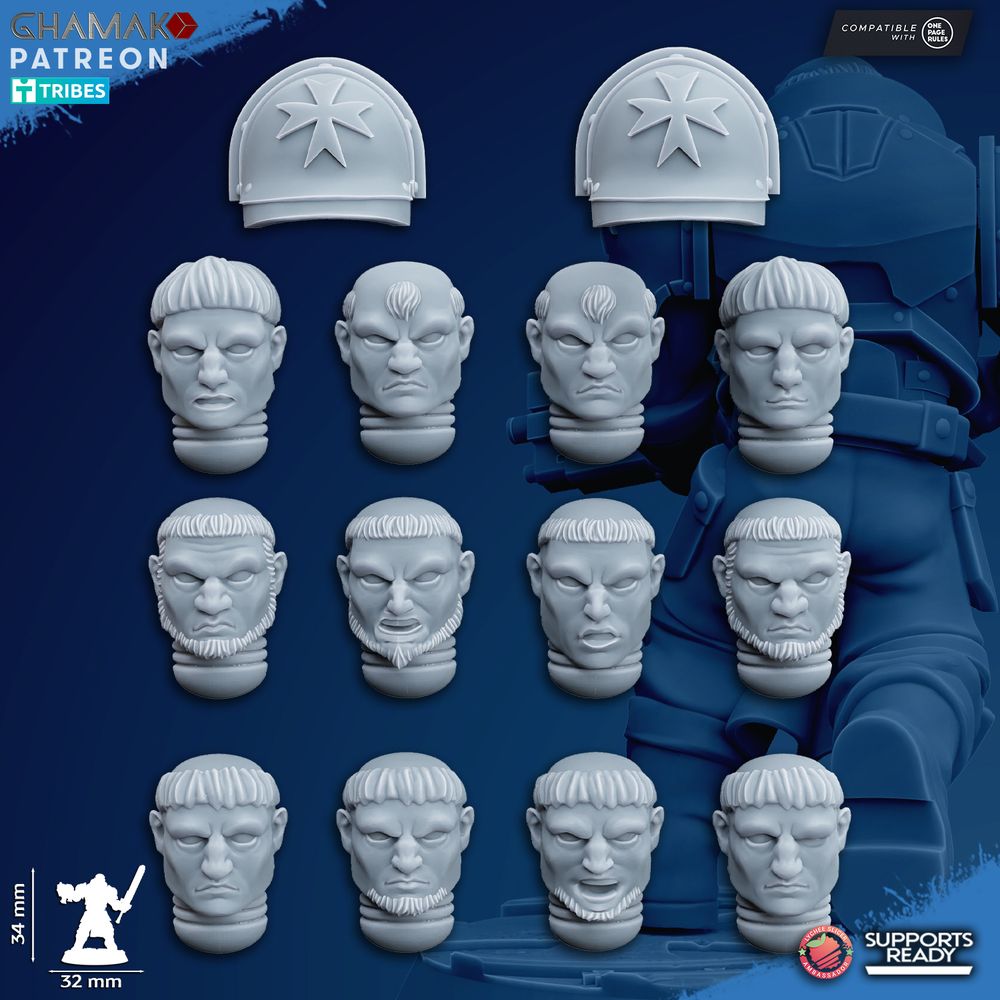 Crusader Knights Acolytes (12 Units), proxy miniature, squad, 28mm heroic scale unpainted resin, view 9