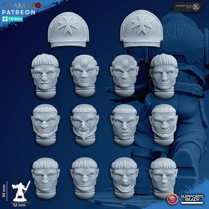 Crusader Knights Acolytes (12 Units), proxy miniature, squad, 28mm heroic scale unpainted resin, view 9