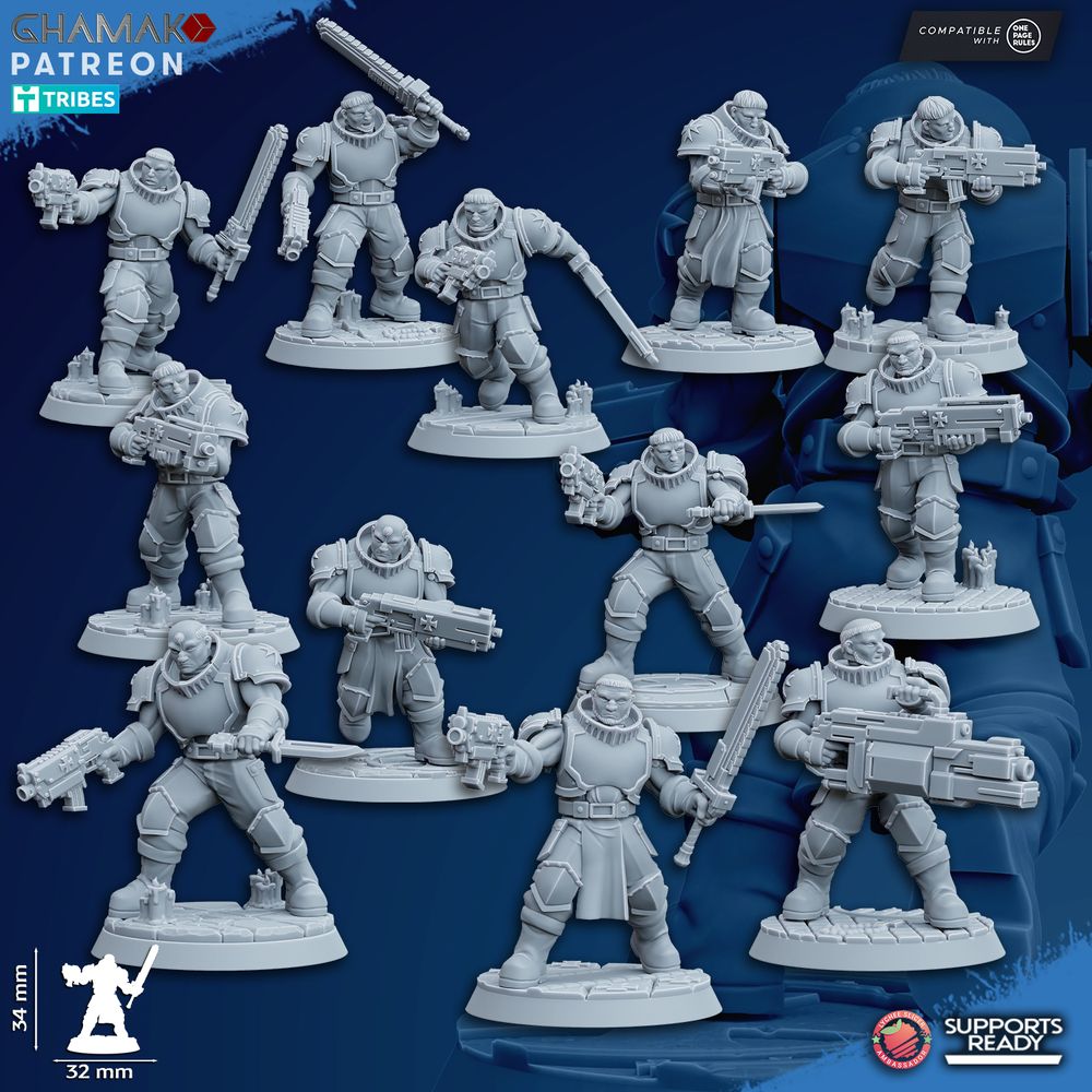 Crusader Knights Acolytes (12 Units), proxy miniature, squad, 28mm heroic scale unpainted resin