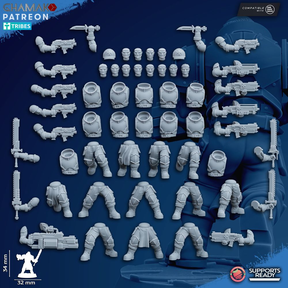 Crusader Knights Acolytes (12 Units), proxy miniature, squad, 28mm heroic scale unpainted resin, view 2
