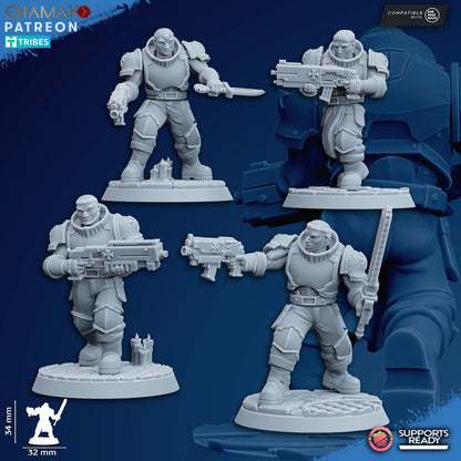Crusader Knights Acolytes (12 Units), proxy miniature, squad, 28mm heroic scale unpainted resin, view 6
