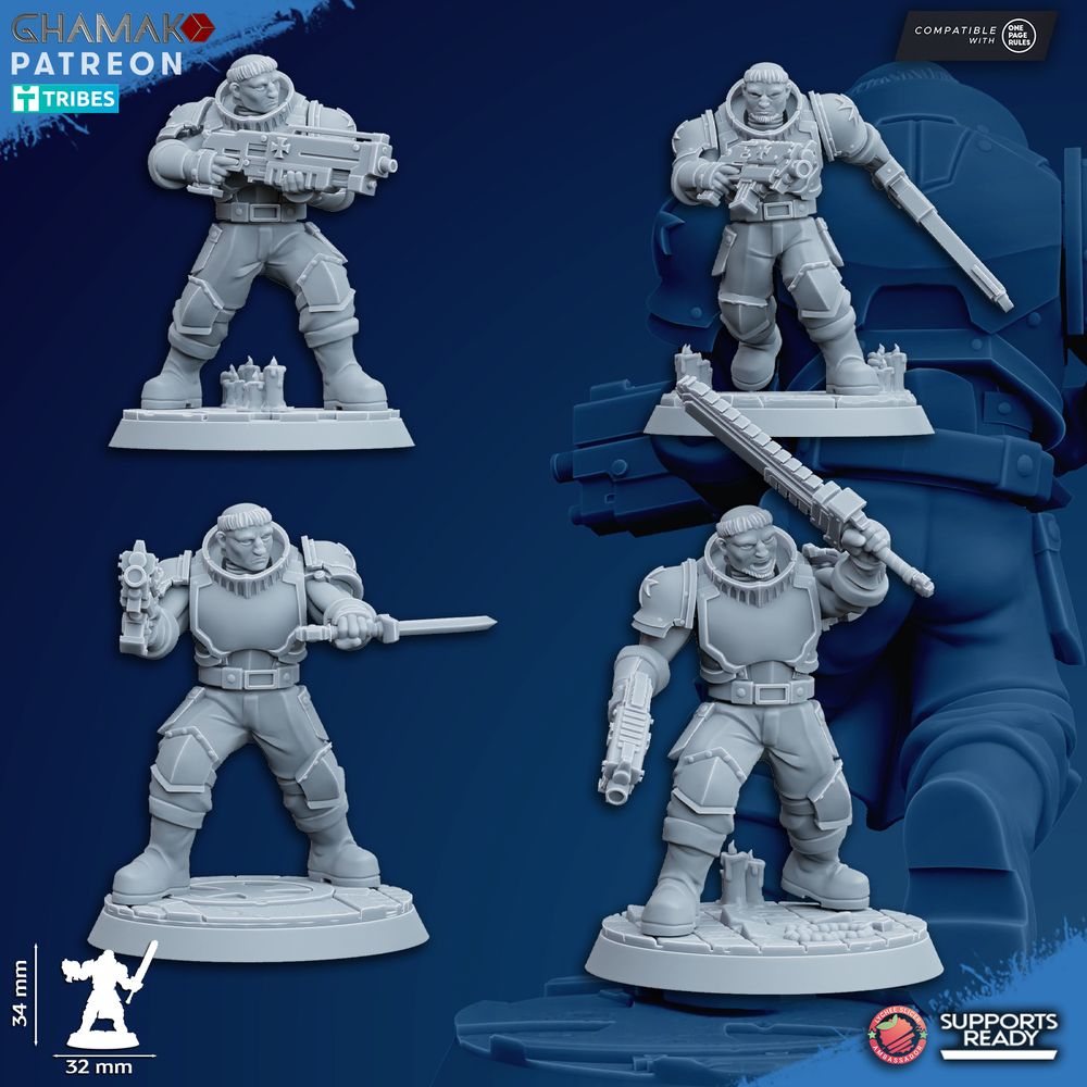 Crusader Knights Acolytes (12 Units), proxy miniature, squad, 28mm heroic scale unpainted resin, view 5