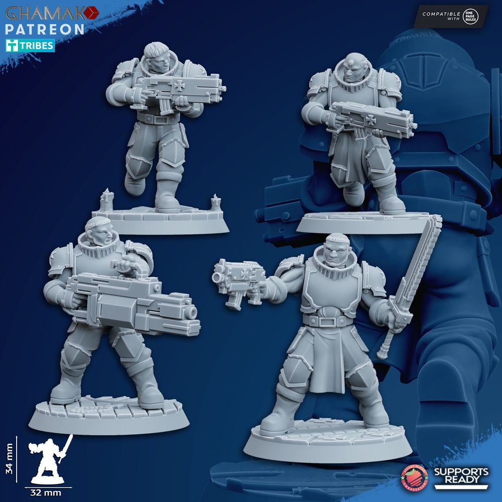 Crusader Knights Acolytes (12 Units), proxy miniature, squad, 28mm heroic scale unpainted resin, view 4