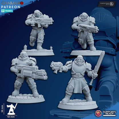 Crusader Knights Acolytes (12 Units), proxy miniature, squad, 28mm heroic scale unpainted resin, view 4