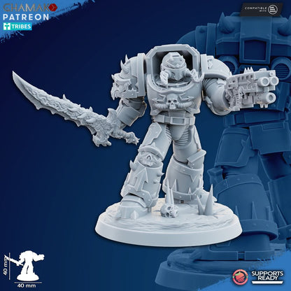Dark Space Knights Exterminators (7 Units), proxy miniature, squad, 28mm heroic scale unpainted resin, view 4