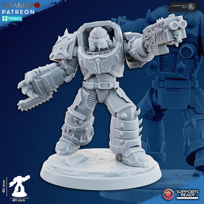 Dark Space Knights Exterminators (7 Units), proxy miniature, squad, 28mm heroic scale unpainted resin, view 6