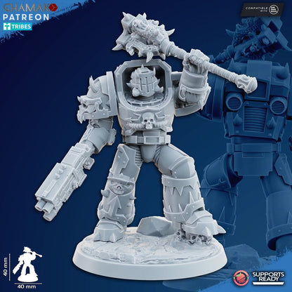 Dark Space Knights Exterminators (7 Units), proxy miniature, squad, 28mm heroic scale unpainted resin, view 9