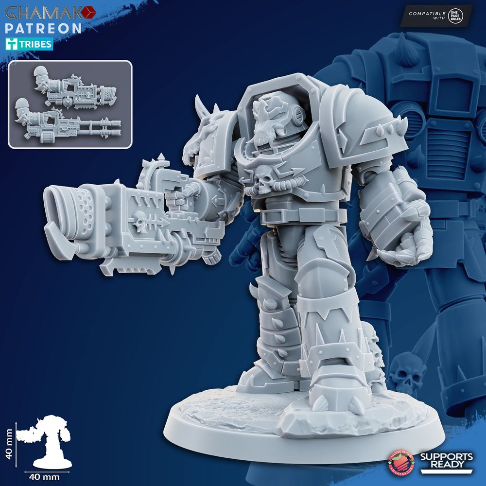 Dark Space Knights Exterminators (7 Units), proxy miniature, squad, 28mm heroic scale unpainted resin, view 3