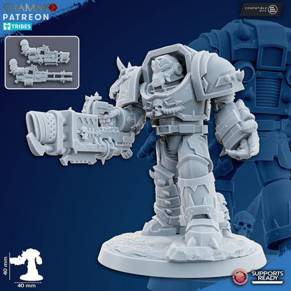 Dark Space Knights Exterminators (7 Units), proxy miniature, squad, 28mm heroic scale unpainted resin, view 3