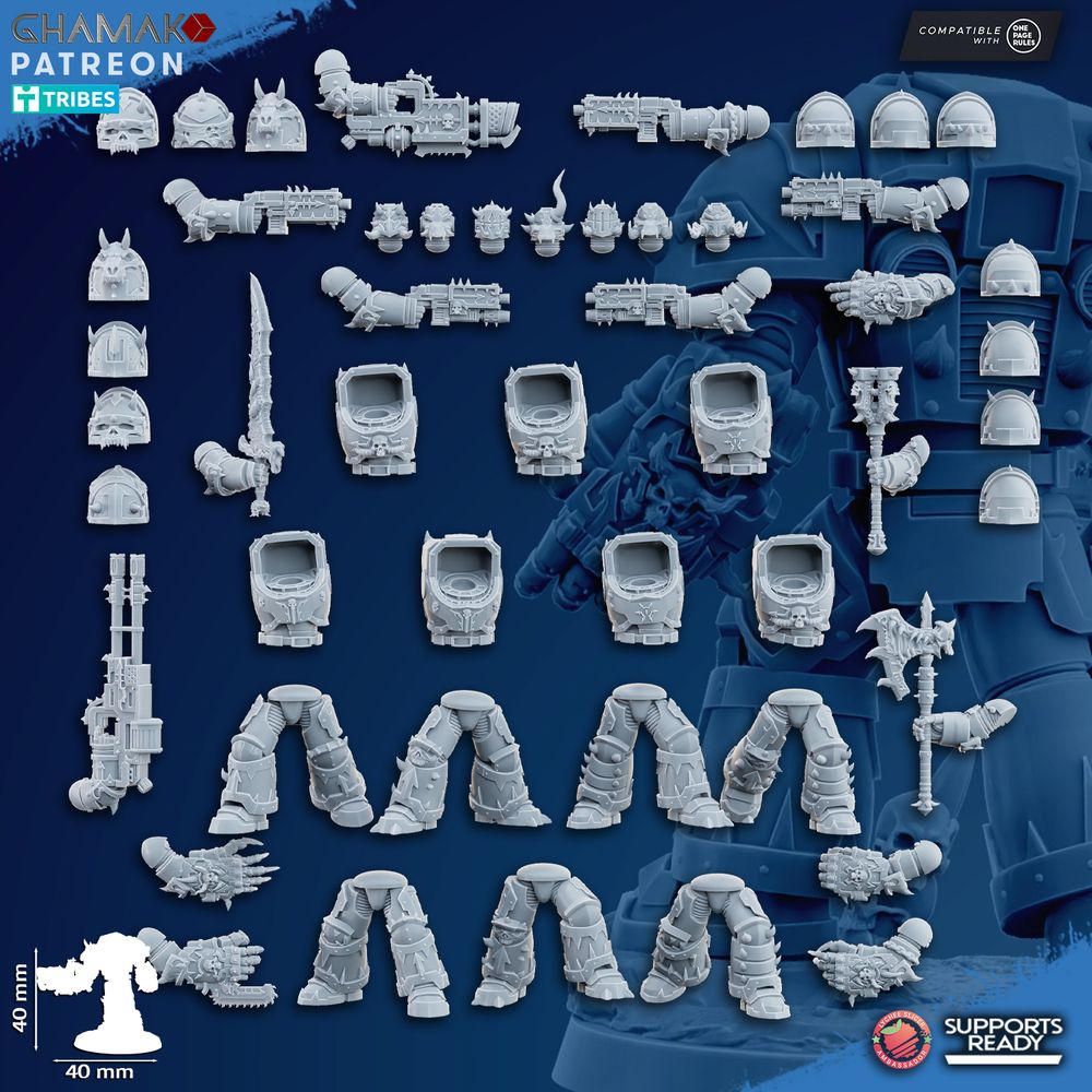 Dark Space Knights Exterminators (7 Units), proxy miniature, squad, 28mm heroic scale unpainted resin, view 2