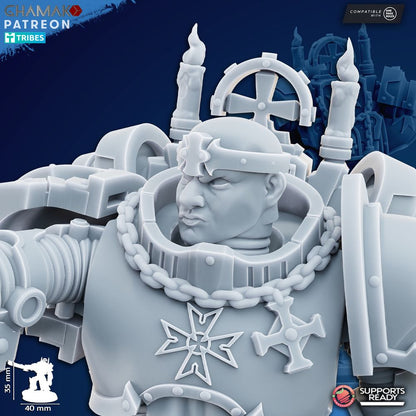 Crusader Knights Lord Of The Order, proxy miniature, character, 28mm heroic scale unpainted resin, view 3