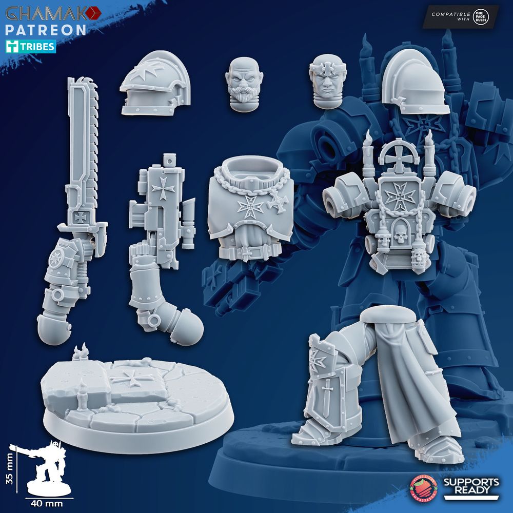 Crusader Knights Lord Of The Order, proxy miniature, character, 28mm heroic scale unpainted resin, view 2