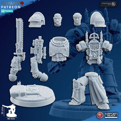 Crusader Knights Lord Of The Order, proxy miniature, character, 28mm heroic scale unpainted resin, view 2