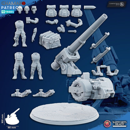 Freedom Guard Artillery, Imperial Army proxy miniature, 28mm heroic scale unpainted resin, view 2
