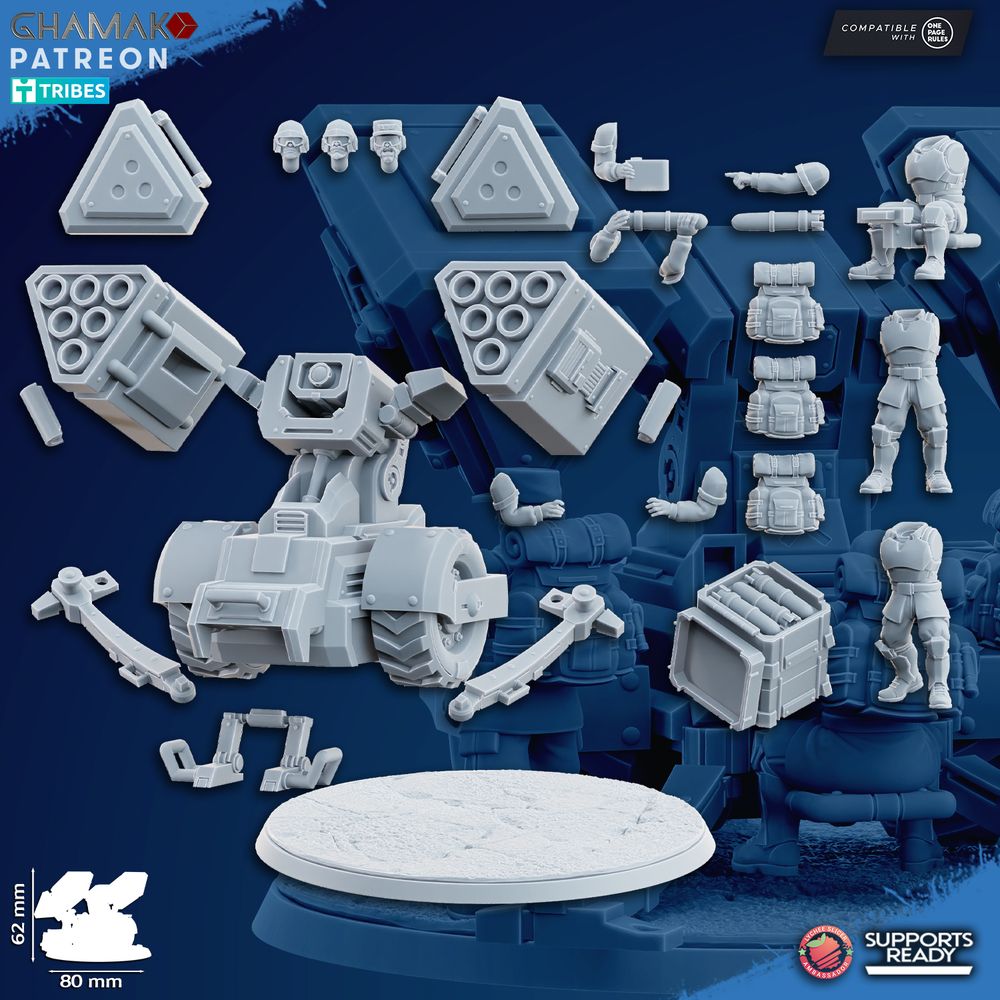 Freedom Guard Multi Rocket Launcher, Imperial Army proxy miniature, artillery, 28mm heroic scale unpainted resin, view 2