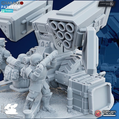 Freedom Guard Multi Rocket Launcher, Imperial Army proxy miniature, artillery, 28mm heroic scale unpainted resin, view 3