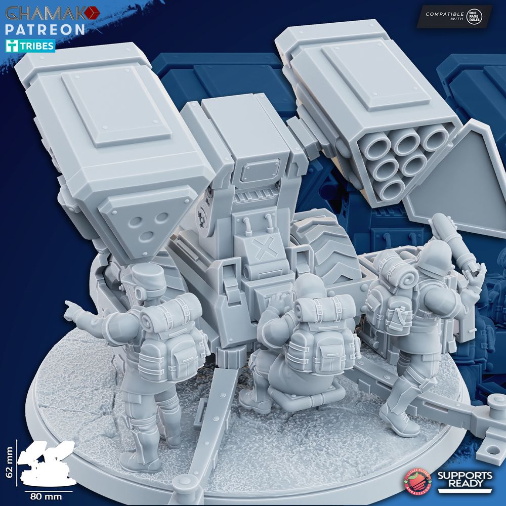 Freedom Guard Multi Rocket Launcher, Imperial Army proxy miniature, artillery, 28mm heroic scale unpainted resin, view 4