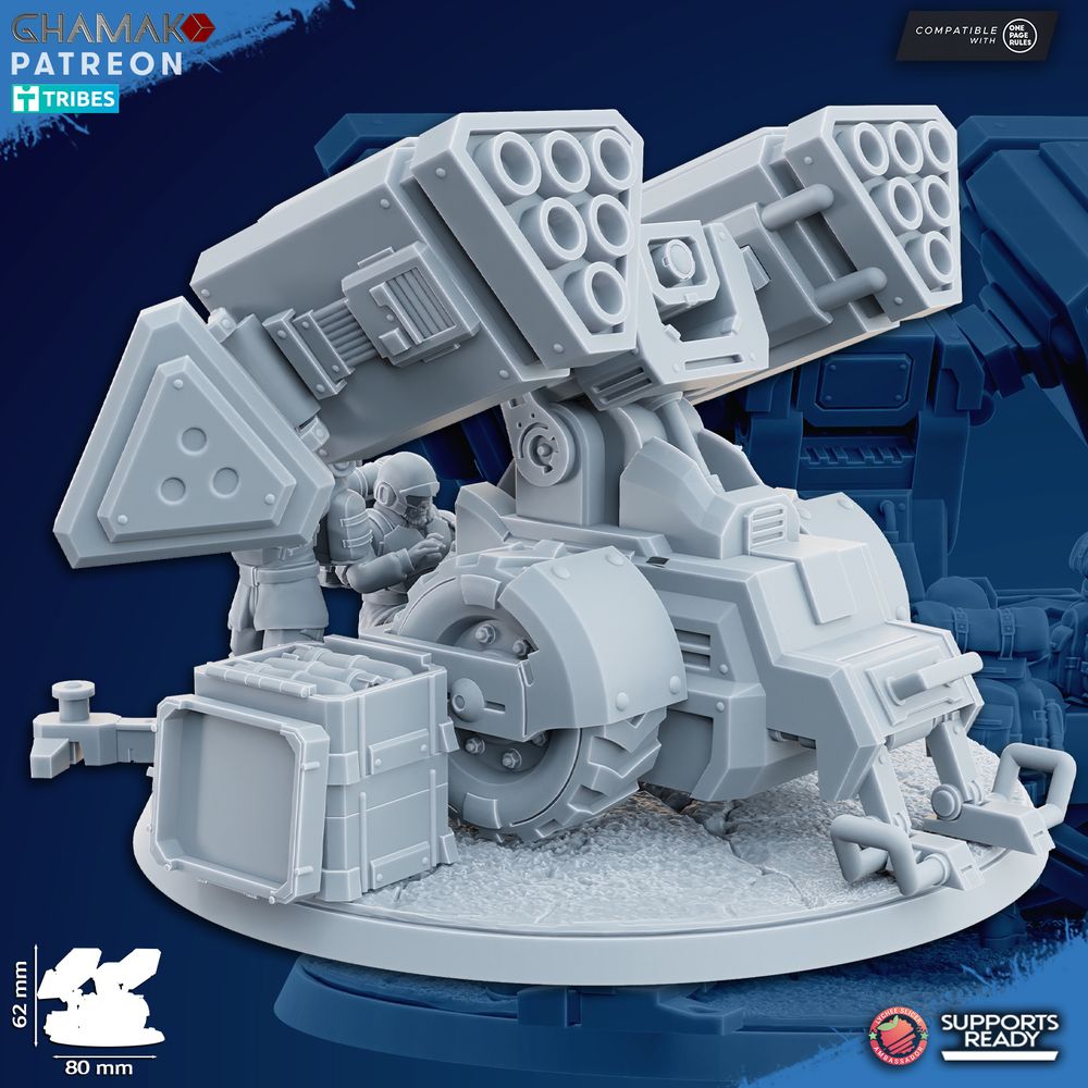 Freedom Guard Multi Rocket Launcher, Imperial Army proxy miniature, artillery, 28mm heroic scale unpainted resin
